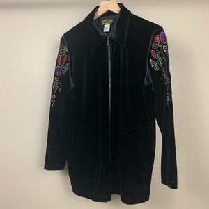 Bob Mackie - Wearable Art - Velvet Jewel Zip Up